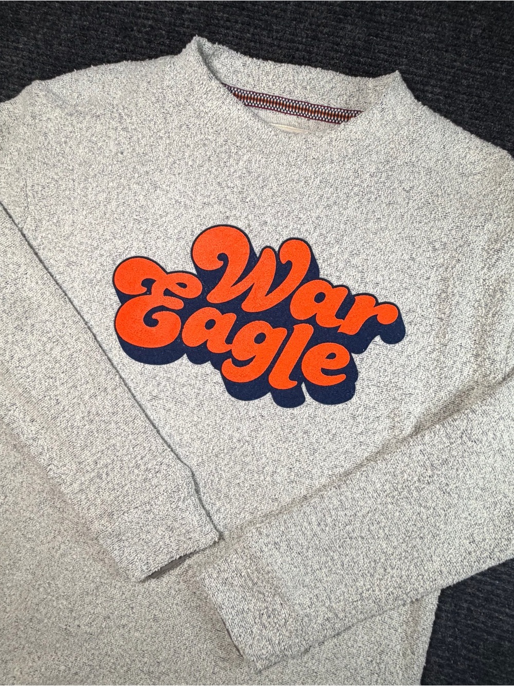 War Eagle Auburn Graphic Crewneck Sweater - Light Gray with Orange Logo